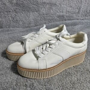 DV Dolce Vita Womens White Platform Sneakers Shoes Lace Up Chunky Sole Size 9.5